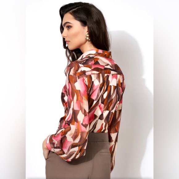 DESOTO PIA BLOUSE, w/ Sheet Long Sleeve, Cotton/chiffon, size 42 - Picture 2 of 15